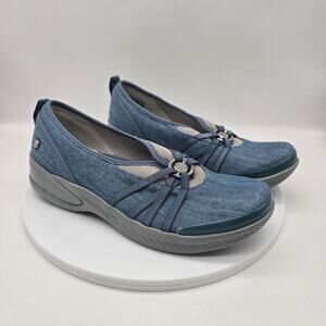 Bzees Women's Niche Slip-On Flats Loafers Shoes Comfort Washed Denim Blue SZ 8M